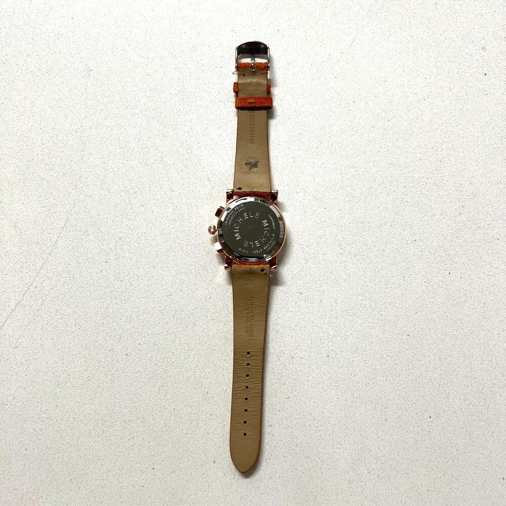 MICHELE Swiss Chronograph Watch Rose Gold Galuchat Stingray Strap - Picture 3 of 16